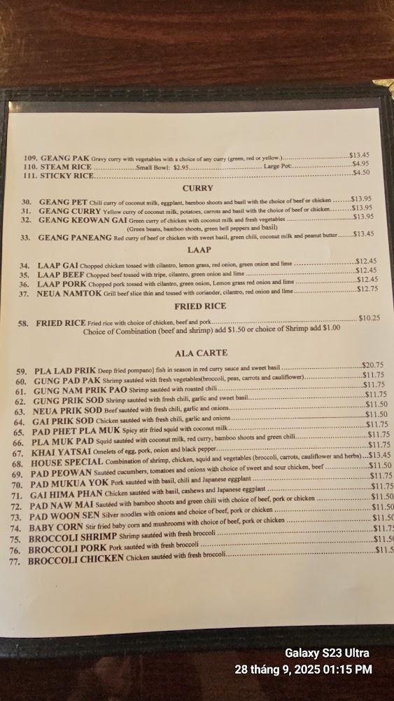 Bangkok Restaurant Menu image 2